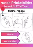 Vorschau - Mal- und Bastelvorlagen - runde Prickelbilder / Fensterbilder Thema Papageien - Grundschule - Bastelvorlagen - Deckblatt