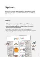 Vorschau - Stationenlernen - Bowling: Clip Cards / Klammerkarten (Englisch) - Seite 1