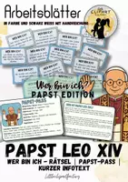 Vorschau - Spiele - Der Papst – Wer ist Leo XIV.? - Wer bin ich Rätsel - Deckblatt