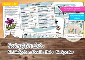 Vorschau - Arbeitsblätter - Satzglieder: Miniaufgaben - Abreißzettel + Merkposter - Seite 1