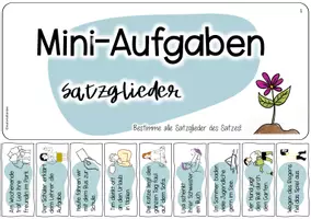 Vorschau - Arbeitsblätter - Satzglieder: Miniaufgaben - Abreißzettel + Merkposter - Seite 3