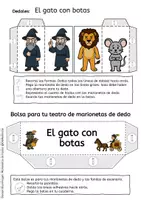 Vista previa - Manualidades / Dibujos para colorear - El gato con botas – Marionetas de dedo con escenarios y bolsa - página 3