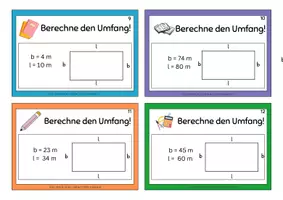 Vorschau - Arbeitsblätter - Lernkarten mit Lösungen - Umfang berechnen - Seite 2