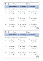 Vorschau - Arbeitsblätter - Seitenlänge von Quadrat und Rechteck bestimmen (Flächeninhalt berechnen) - Seite 1