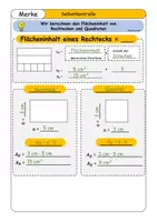 Vorschau - Arbeitsblätter - Flächeninhalt von Quadraten und Rechtecken berechnen - Seite 2