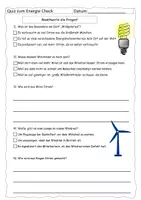 Vorschau - Arbeitsblätter - Quiz zum Energie-Check (mit Lösung) - Deckblatt