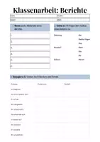 Vorschau - Arbeitsblätter - Klassenarbeit Berichte, Präteritum, Perfekt differenziert - Seite 1