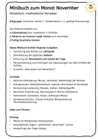 Vorschau - Arbeitsblätter - Minibuch Monat November – Die Monate im Jahreskreis entdecken - Bastelvorlage - Seite 1