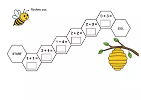 Vorschau - Arbeitsblätter - Rechnen mit Bienen - Addition und Subtraktion im ZR 0-5, 0-10 und 0-20 - Seite 1