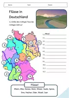 Vorschau - Arbeitsblätter - Bundesländer, Nachbarländer, Flüsse und Gebirge in Deutschland! - Deckblatt