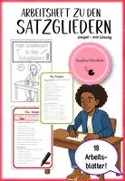 Vorschau - Stundenentwürfe - Übungsheft zum Thema Satzglieder - differenziert mit Merkkästen und Lösung #Homeschooling - Deckblatt