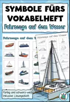 Vorschau - Arbeitsblätter - Symbole fürs Vokabelheft "Fahrzeute auf dem Wasser" DaZ / DaF / Deutsch - Deckblatt