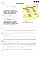 Vorschau - Arbeitsblätter - Wintergedicht: Inhalt und Form von Gedichten kennenlernen - Deckblatt