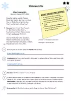 Vorschau - Arbeitsblätter - Wintergedicht: Inhalt und Form von Gedichten kennenlernen - Seite 1