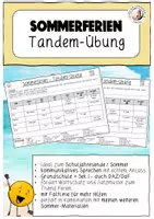 Vorschau - Arbeitsblätter - Sommerferien Tandem Übung Grundschule DaZ Sprechen Zuhören - Deckblatt