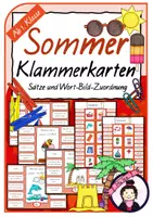 Vorschau - Stationenlernen - Klammerkarten SOMMER | Leseübung - Deckblatt
