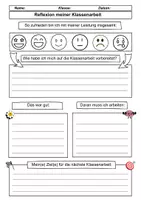 Vorschau - Arbeitsblätter - Reflexion für Klassenarbeiten - Selbsteinschätzung / Ziele - Deckblatt