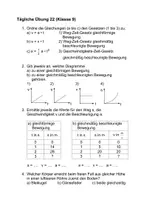 Vorschau - Arbeitsblätter - Physik Bewegung tägliche Übung Prüfungsvorbereitung Arbeitsblatt mit Lösung - Deckblatt