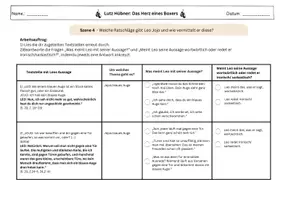 Vorschau - Arbeitsblätter - Das Herz eines Boxers - Szene 4: FERTIGE STUNDE: Inhalt und Leos Ratschläge für Jojo (Leos Ironie) - Arbeitsblatt und Präsentation - Seite 1
