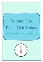 Vorschau - Fördermaterial/Inklusion - Analoge Uhrenmappe: 12 H und 24 H Trainer mit Tageszeiten - Deckblatt