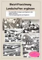 Vorschau - Arbeitsblätter - Bleistiftzeichnung - Landschaften ergänzen - Deckblatt