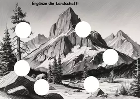 Vorschau - Arbeitsblätter - Bleistiftzeichnung - Landschaften ergänzen - Seite 2