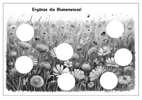 Vorschau - Arbeitsblätter - Bleistiftzeichnung - eine Blumenwiese ergänzen - Vertretungsstunden Kunst - Seite 2