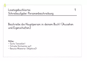 Vorschau - Aufgabenkarten - Lesetagebuchkartei Grundschrift - Seite 1