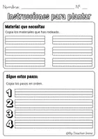 Vista previa - Hojas de trabajo - Instrucciones para plantar. Comprensión lectora, las instrucciones y el proceso de plantar una semilla. - página 1