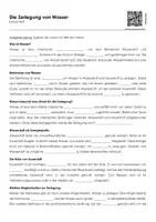Vorschau - Arbeitsblätter - Die Zerlegung von Wasser (Lückentext und Übungen) - Deckblatt