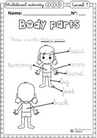 Vista previa - Hojas de trabajo - Body parts. Multilevel activity. Español-inglés - Portada
