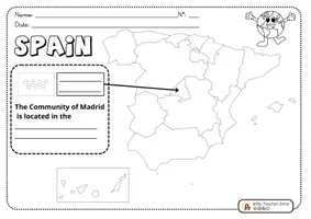 Vista previa - Hojas de trabajo - Where do you live? Worksheets: Europe, Community of Madrid and Alcalá de Henares - página 1