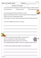 Vorschau - Arbeitsblätter - Quiz zum Garten Check (mit Lösung) - Deckblatt