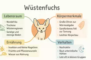 Vorschau - Arbeitsblätter - AB mit Fragen zum Thema "Wüstenfuchs" + Lösungsblatt + Mindmap + Infografik - Seite 2