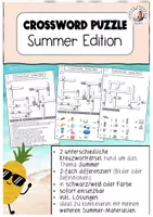 Vorschau - Arbeitsblätter - Crossword Puzzle Summer Englischunterricht Sek I Grundschule - Deckblatt
