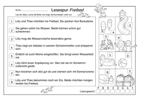 Vorschau - Arbeitsblätter - Mini-Lesespur Sommer: Im Freibad (3-fach differenziert) - Seite 2
