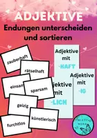 Vorschau - Präsentationen/Tafelbilder - Adjektive nach Endungen sortieren - Deckblatt