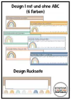 Vorschau - Mal- und Bastelvorlagen - Namensschilder | Boho Regenbogen | Klassenzimmer Deko | Namenskärtchen - Seite 1