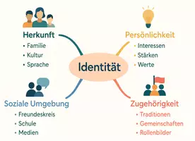 Vorschau - Arbeitsblätter - AB mit Fragen zum Thema "Identität und Selbstbild" + Lösungsblatt + Mindmap + Infografik - Seite 2