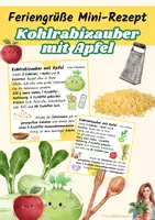 Vorschau - Bildkarten - Kohlrabizauber mit Apfel Mini-Rezept Kärtchen als Feriengruß - Deckblatt