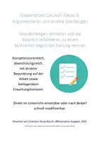 Vorschau - Stundenentwürfe - Klassenarbeit Deutsch Klasse 6: Argumentieren (inkl. Lösung + Erwartungshorizont!) - Seite 1