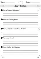 Vorschau - Arbeitsblätter - Albert Einstein MEGABUNDLE Materialpaket - Wissenskartei, Lückentext, Steckbrief, Suchsel, Quizkarten - Seite 2