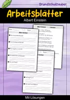 Vorschau - Arbeitsblätter - Albert Einstein MEGABUNDLE Materialpaket - Wissenskartei, Lückentext, Steckbrief, Suchsel, Quizkarten - Seite 1