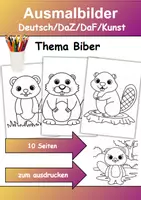 Vorschau - Mal- und Bastelvorlagen - Ausmalbilder Thema Biber - Grundschule - Bastelvorlagen - Deckblatt
