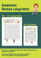 Vorschau - Arbeitsblätter - 40 Einmaleins Labyrinth Rechenblätter - Deckblatt