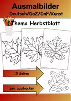 Vorschau - Mal- und Bastelvorlagen - Ausmalbilder Thema Herbstblätter - Grundschule - Bastelvorlagen - Deckblatt