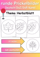 Vorschau - Mal- und Bastelvorlagen - runde Prickelbilder / Fensterbilder Thema Herbstblätter - Grundschule - Bastelvorlagen - Deckblatt