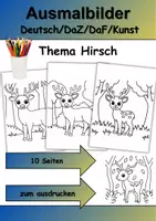 Vorschau - Mal- und Bastelvorlagen - Ausmalbilder Thema Hirsch / Reh - Grundschule - Bastelvorlagen - Deckblatt