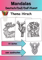 Vorschau - Mal- und Bastelvorlagen - Mandalas Thema Hirsch / Reh - Grundschule - Bastelvorlagen - Deckblatt