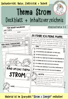 Vorschau - Arbeitsblätter - Thema Strom - "Themendeckblatt + Bewertungsbogen" - Deckblatt